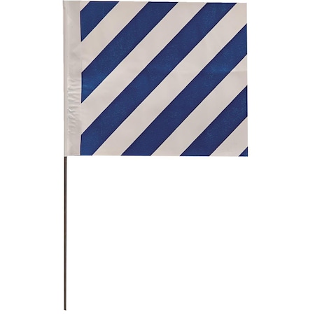 Blackburn Flag Blackburn 4"x5" Pattern Stake Flags with18" Wire Staff, PK100 458W WHITE /BLUE CHECKERED